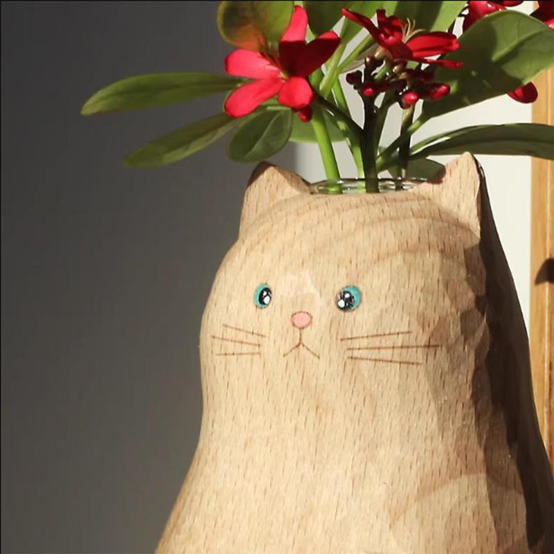 Ваза для кошек, ваза из смолы ручной работы, ваза для цветов в виде статуи кошки для центральных элементов стола, современный минималистичный милый дизайн