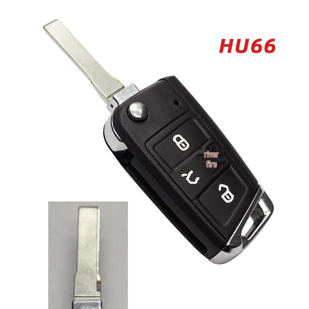 Совместимый с 4-кнопочным складным корпусом ключа Volkswagen Golf 7, Lamando, Skoda, Sagitar (HU66/HU162).
