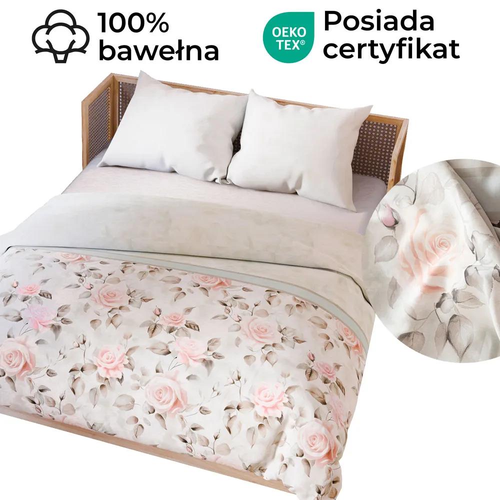 ROSALINA Cotton Satin Bedding - Rose Dream, ecru, pink - 160x200cm