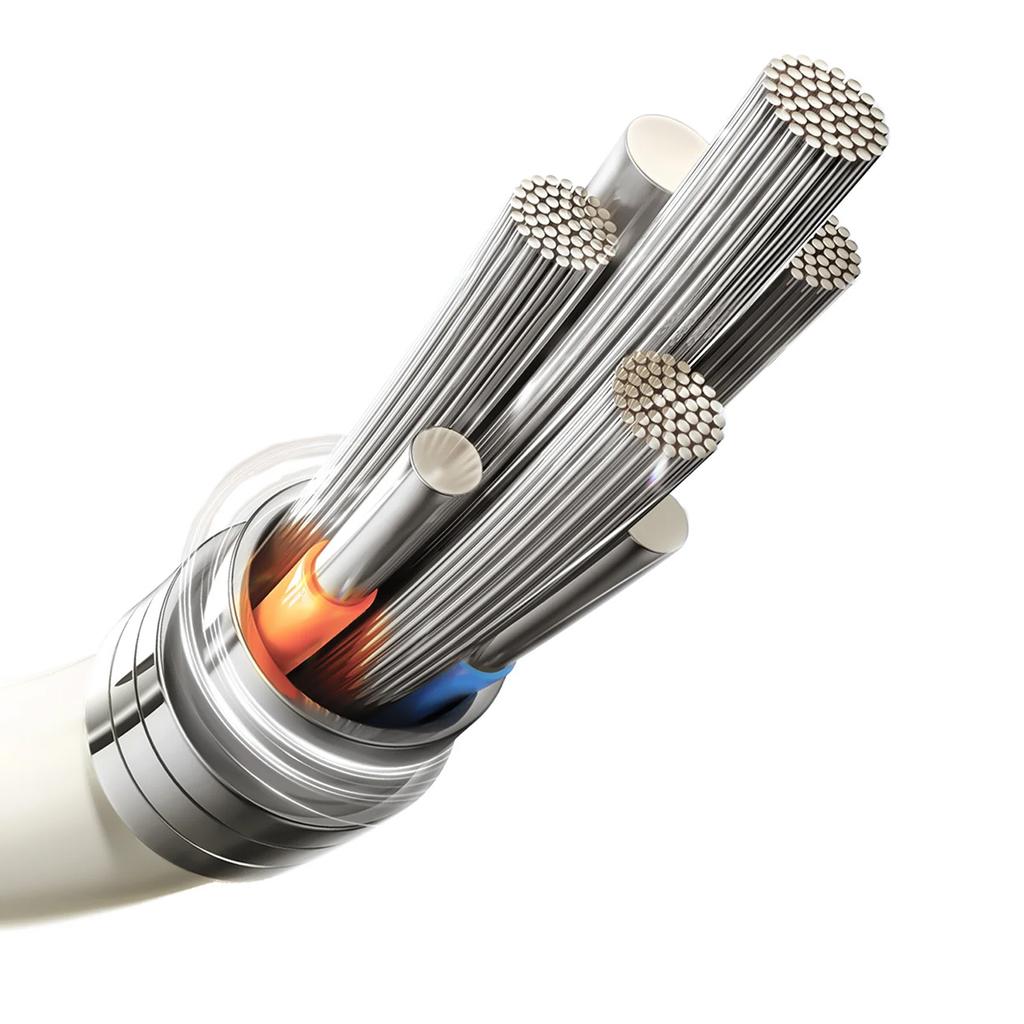 USB-A - iPhone Lightning Cable with Fluorescent Tip 3A 2m - Beige