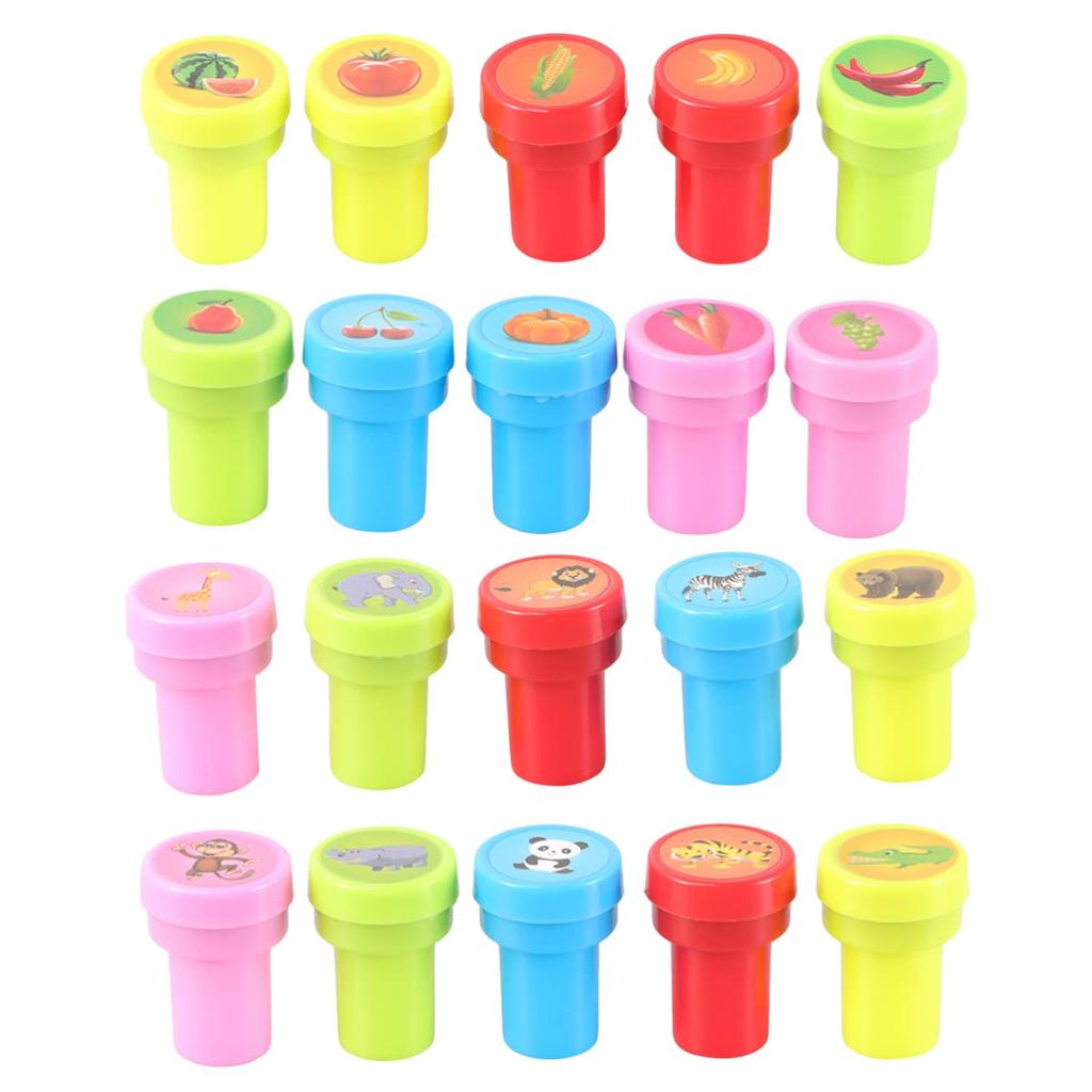 OUNONA Stamps DIY Stamps Present Notebook Schedule Decoration Animals and Fruits 20 Pieces