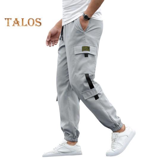 Мужские брюки-карго с несколькими карманами, в уличном стиле, с резинкой на щиколотке, в стиле ретро, с эластичной резинкой на талии для повседневной носки на открытом воздухе и на работе