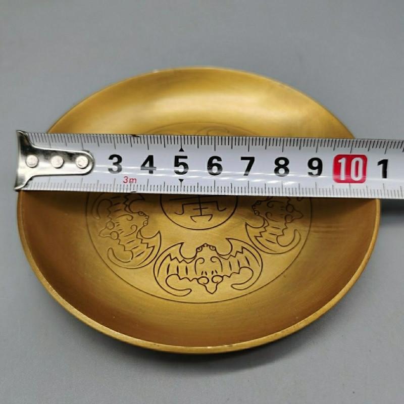 Buddhism Copper Plate 18cm Auspicious Tibetan Brass Engraving Dish Worship For Buddha Fruit Tray Desktop Home Gift Decorative