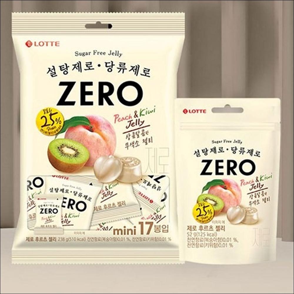 Lotte ZERO Фруктовое желе Мини (Смешанные фрукты без сахара) 238 г (приблизительно. 17 индивидуальных упаковок)