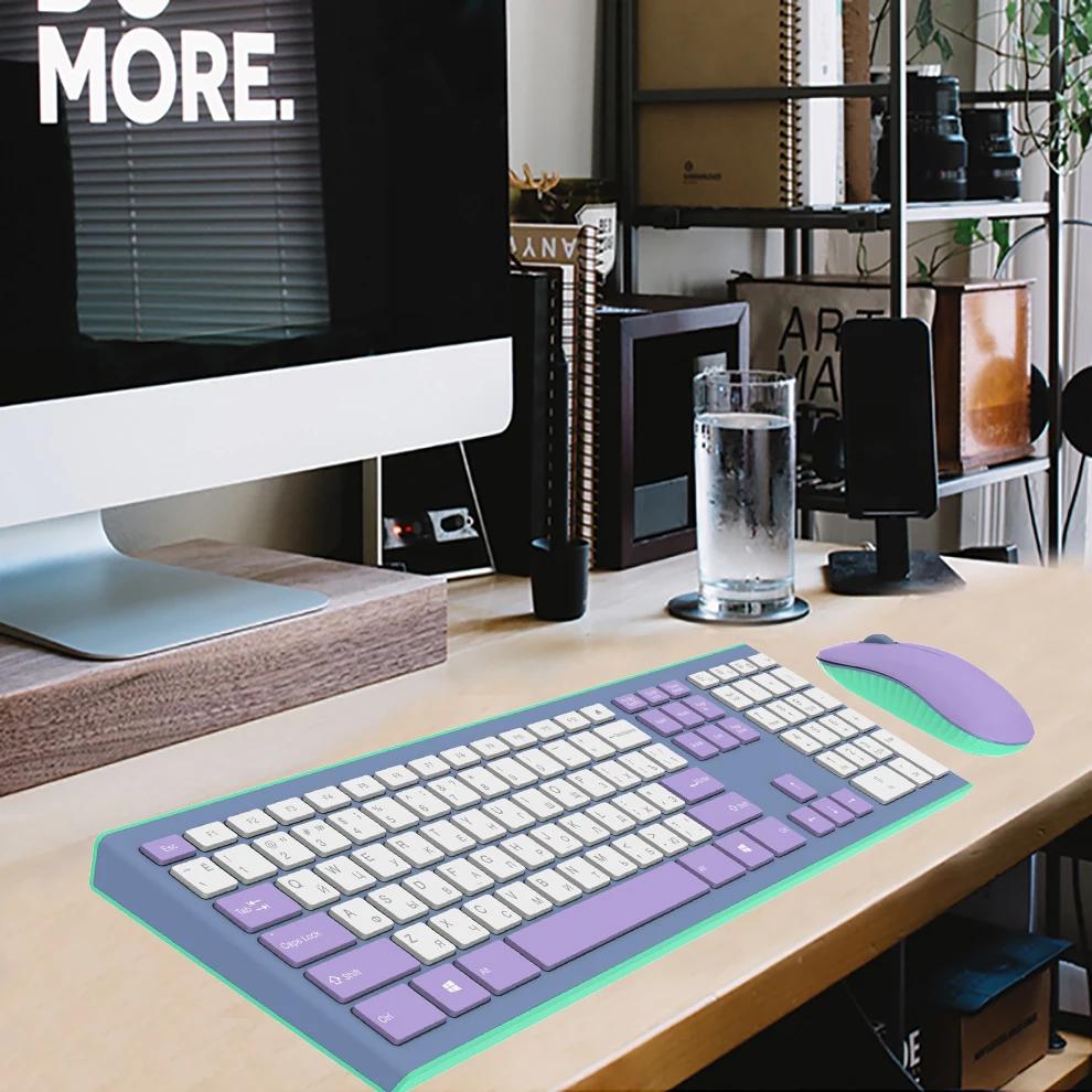 Полноразмерная 2,4G беспроводная клавиатура и мышь комбинированный набор с цифровой панелью для компьютера, ноутбука, настольного ПК, Windows, русская клавиатура