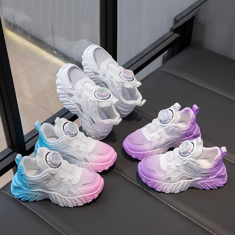 Детские модные кроссовки, повседневная обувь из сетки для девочек, удобные нескользящие кроссовки, легкая спортивная обувь для детей на открытом воздухе, для ходьбы