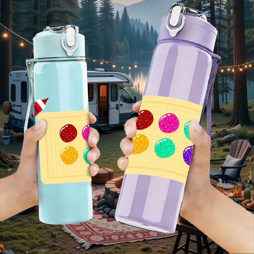1PC Paint Palette Doodle Kid Art 750ml Color Plastic Sports Water Bottle Leakproof Flip Straw Lid Suitable for Sports Office Home Use