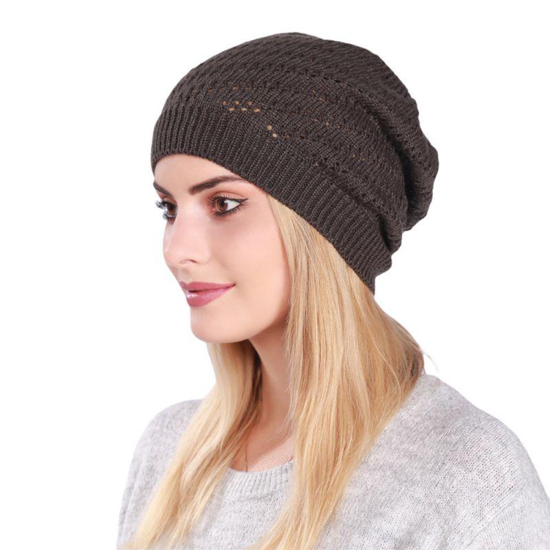 Winter Thin Knitted Hollow Out Beanies Cap For Women Slouchy Skull Cap Crochet Soft Warm Baggy Slouch Hedging Hat