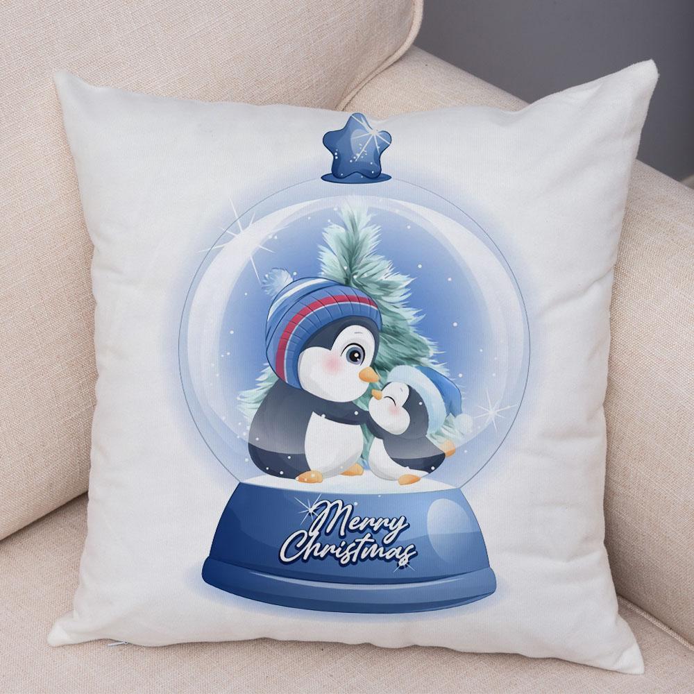 С Рождеством мультфильм Санта-Клаус Пингвин с принтом оленя наволочка для дома, гостиной, украшения дивана, наволочка 45x45 см