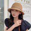 Hat Women's Summer Woven Breathable Bucket Hat Fashion Versatile Vacation Thin Straw Top Hat Seaside Beach Straw Hat