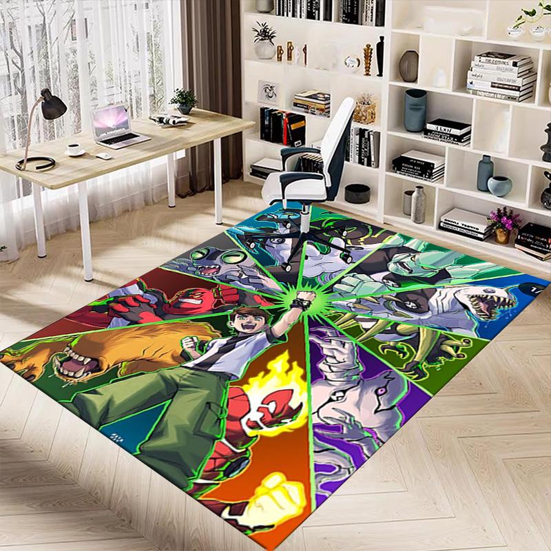 1pc Ben Alien Force Carpet for Playroom Bedroom Living Room Sofa Home Decor,kids Game Area Rug Non-slip Floor Mat Y73022