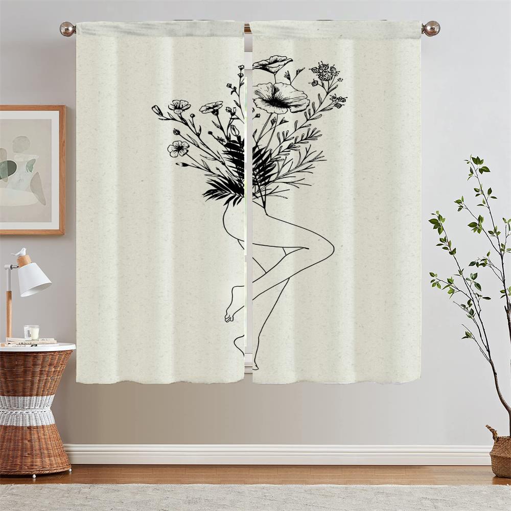 Line Love Pink Curtains for Living Room Bathroom Curtains Tiebacks Bedroom Curtains 2 Pieces Window Blinds Blind Tentacles Curls