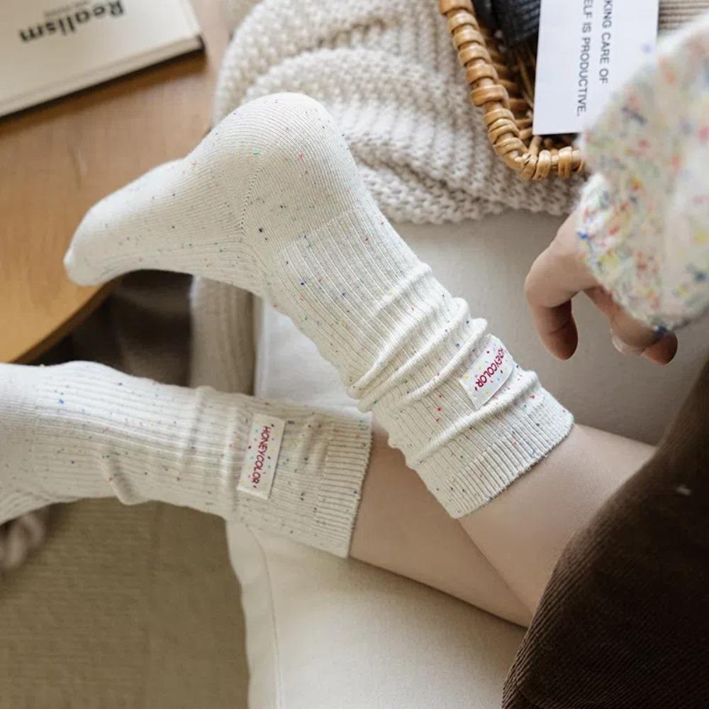Heel Label Knitted Socks Mid-tube Warm Socks Fashion Middle Tube Socks Autumn