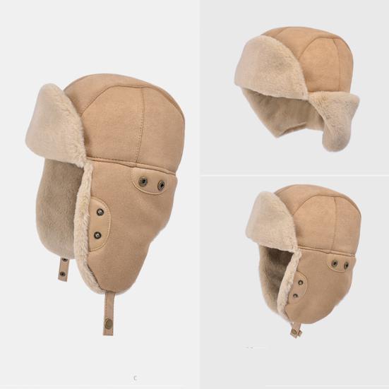 Unisex Winter Hat Thickened Fleece Lined Full Protection Windoroof Button Fasten Heat Retention Outdoor Skiing Skating Snowboarding Lei Feng Hat