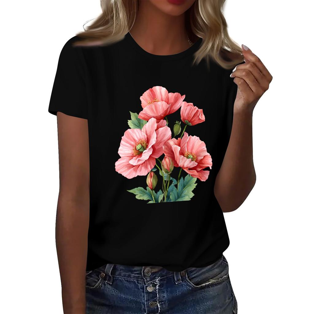 Женская мода повседневная футболка с круглым вырезом и короткими рукавами, топ, футболка, топ