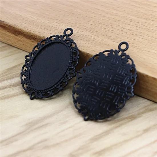 Onebeading Fit 18x25mm Oval Cabochons Frame Bezel Base Setting Blank Tray Necklace Pendant DIY Accessories 10pcs K00596