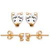 [D8039] - Gold Plated Earrings 'Coeur Essentiel' Golden White - 3 Mm