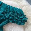 Французский holiday style топ-труба дизайн темперамент платье женское летнее с высокой талией тонкая оборка большой клеш платье зеленое