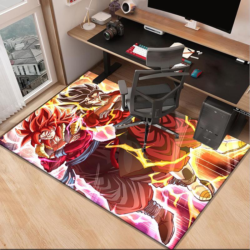 Goku Anime Office Rug Chair Mat, Game Carpet, Suitable for Front Door, Bedroom, Living Room, Desk, Holiday Gift