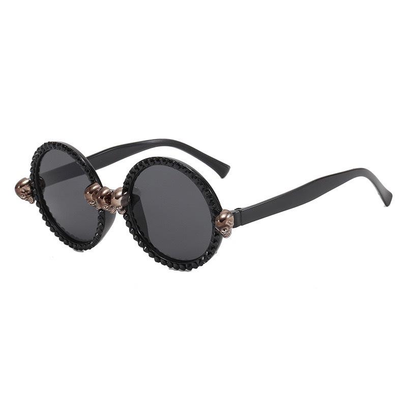Fashion Round Frame Sunglasses, Personalized Tiled Skull Shape Glasses, Sunglasses