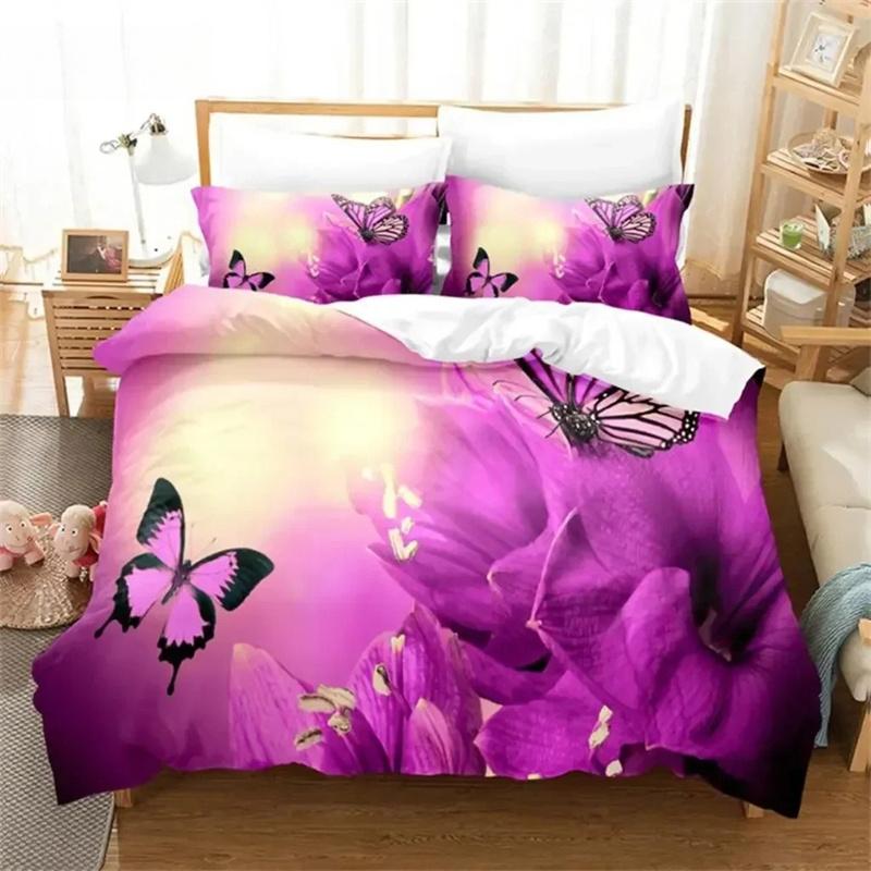 Комплект постельного белья Flower Butterfly, пододеяльник, комплект постельного белья с 3D-печатью, комплект постельного белья размера Queen, модный дизайн