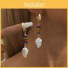 Shape Fashionable Irregular Earrings With Colorful Natural Stones Pearls And