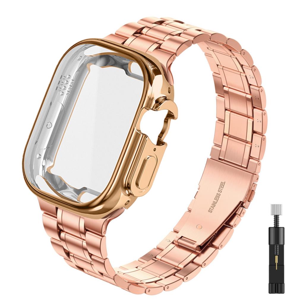 case+Strap for Apple watch Ultra band 44mm 40mm 45mm 41mm 42mm 38mm Metal Stainless Steel bracelet iWatch Series 3 5 6 SE 7 8