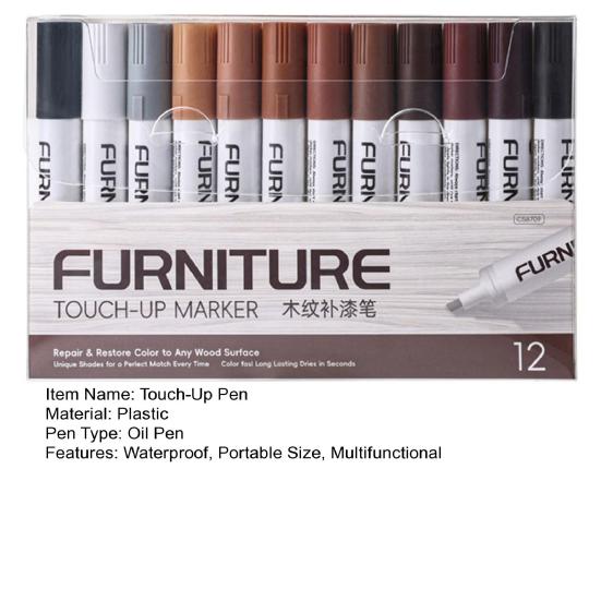 12 шт./набор маркеров для подкраски, профессиональные 12 цветов, деревянная мебель, пол, стол, шкаф, столбики кровати, плитка, царапины, маскирующая краска, ручка