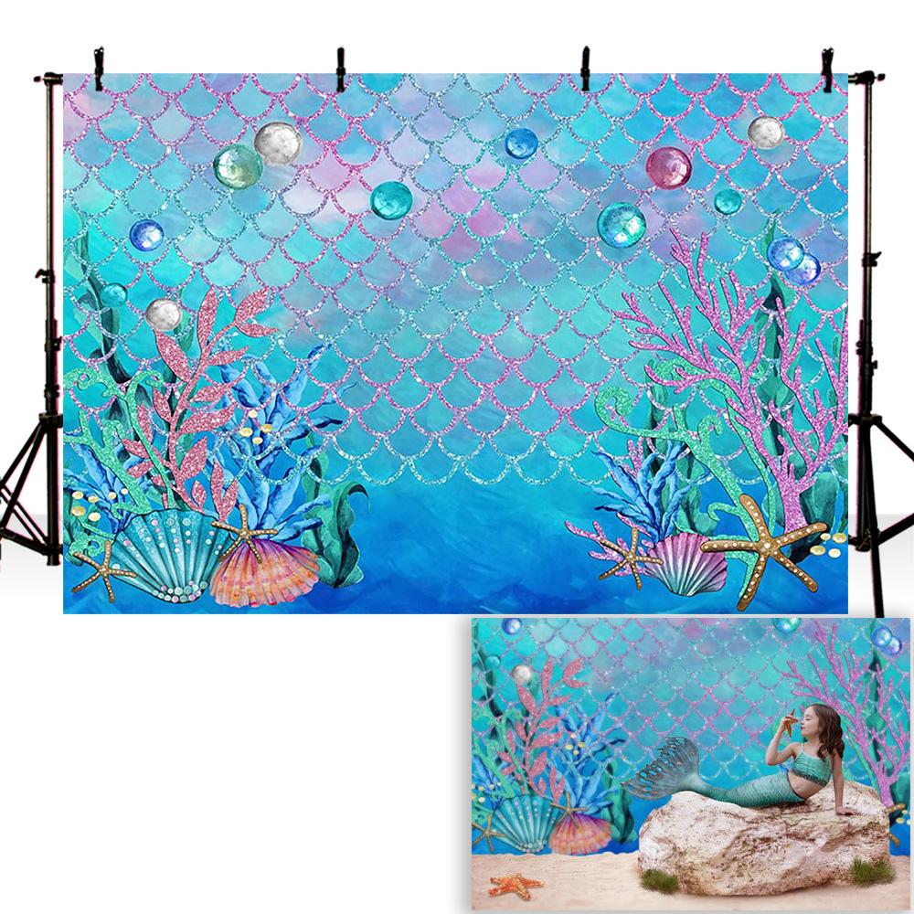 Mermaid Photo Backdrop Photography Castle Sea Baby Shower Girl Birthday Party Background For Decor Studio Photozone