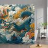 Dragon & Phoenix Print Waterproof Shower Curtain For Bathroom, Traditional Oriental Design High-End Toilet Partition Curtain
