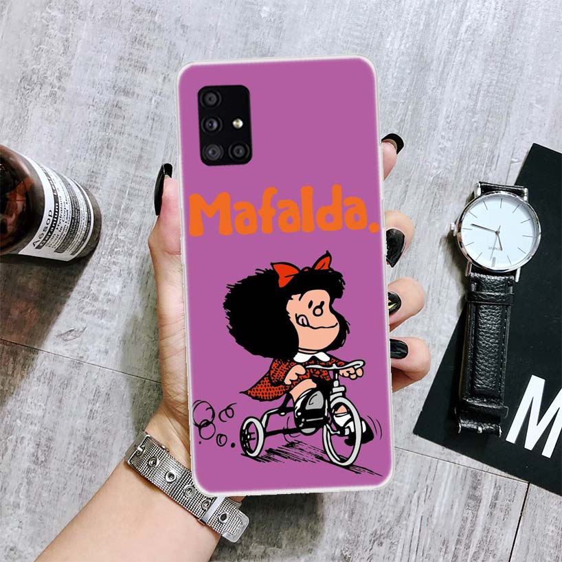 Mafalda Cartoon Phone Case For Samsung Galaxy A14 A15 A13 A12 A54 A55 A53 A52 A04S A24 A25 A23 A22 A34 A35 A33 A32 A03S A02S Cas