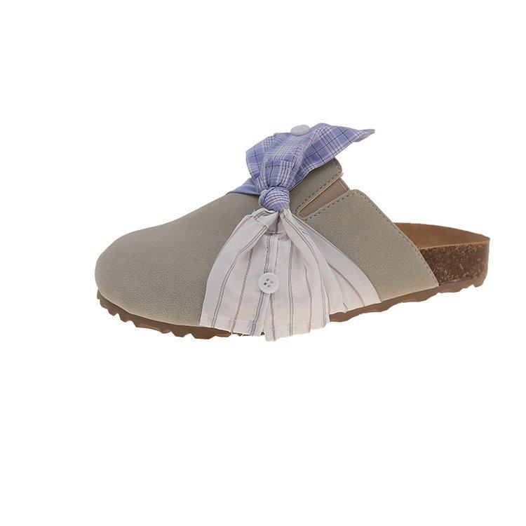 [Ushilai] Thick-bottomed Flat-bottomed Bag Head Slippers for Women's 2025 Summer New Non-slip Boken Semi-slippers