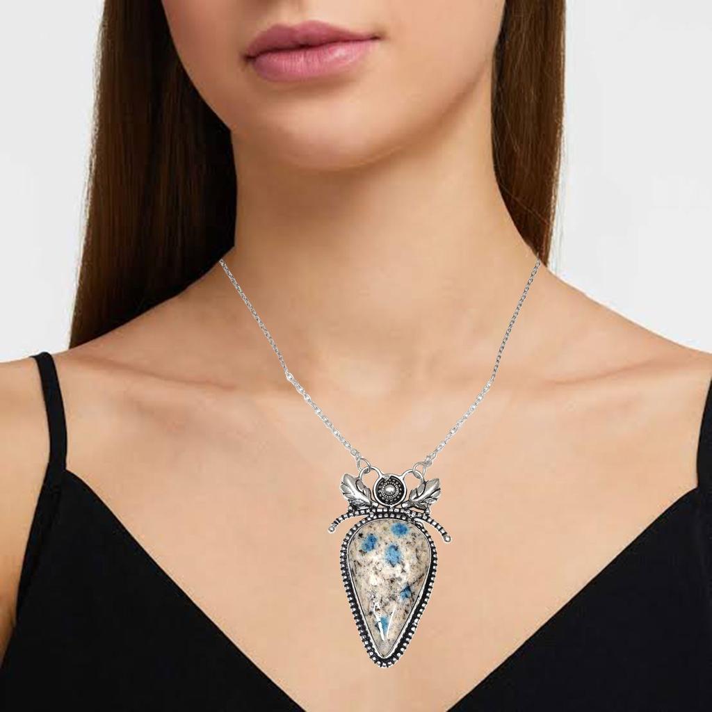 Ювелирные изделия из драгоценных камней яшмы, серебряное ожерелье ручной работы, этническая нить макраме