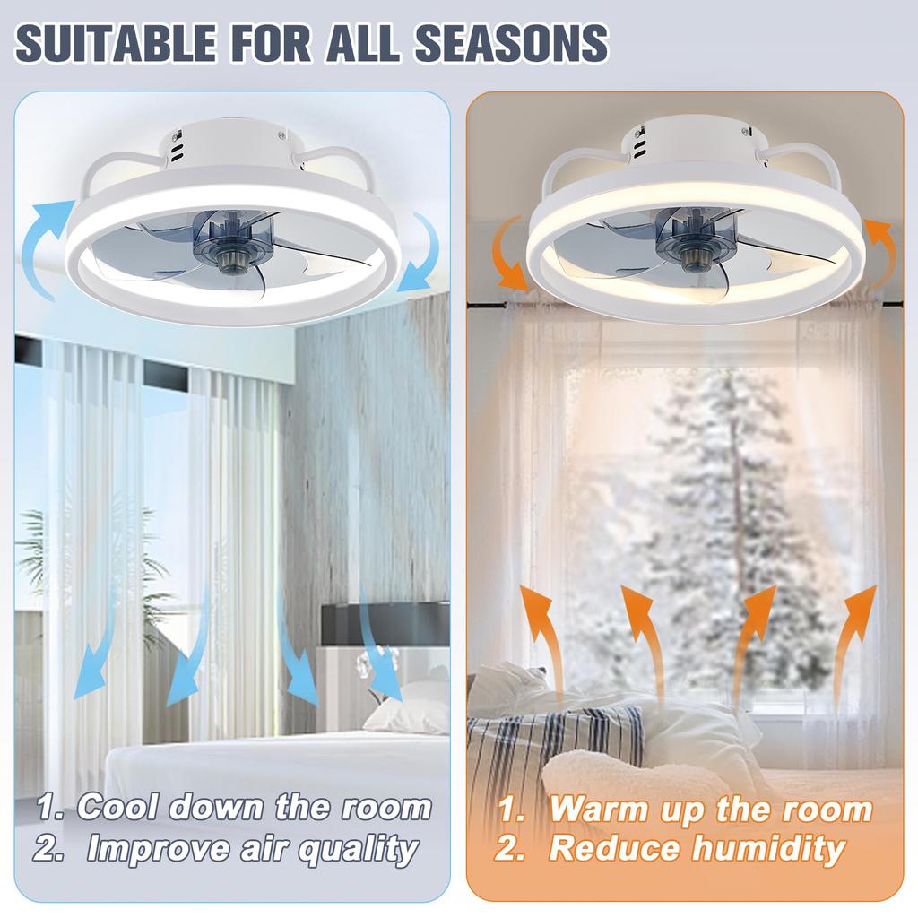 IRALAN Modern Ceiling Fan with Light Silent LED Ceiling Fan Light with Remote Control Lamps for Room Restaurant Home Appliance