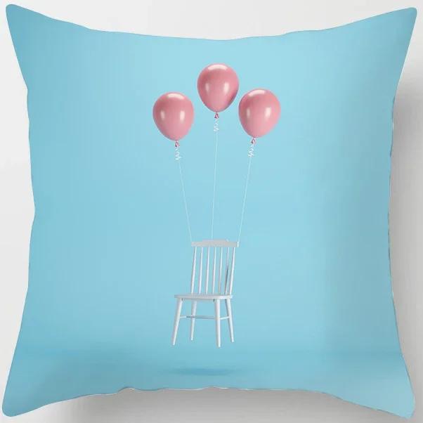 Peach Skin Pillowcase Home Decor  Candy Color Macaron Print Car Sofa Pillow Cushion Cover