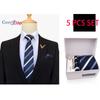 5 Pieces Set Paisley Men's Tie Including Tie Square Scarf Cuff Tie Clip Gift Box
