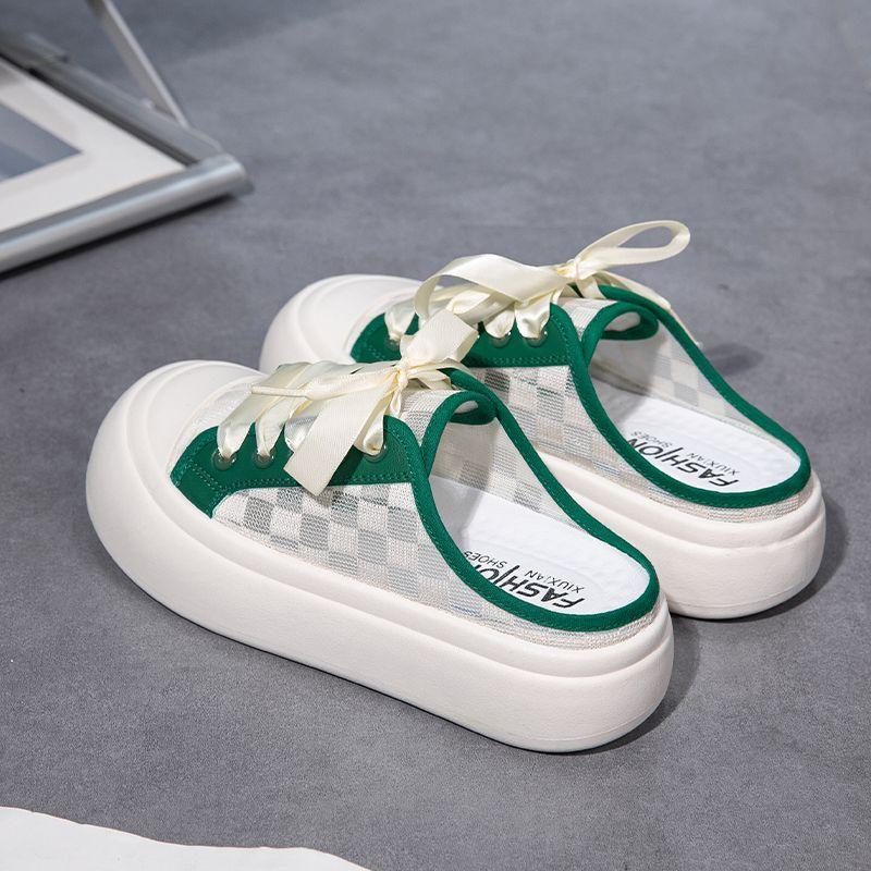 Модная Высокая Платформа Холщовые Слайды Круглый Носок Женские Мюли Тапочки и Женские Сандалии Уличная Обувь Дизайнерская Роскошная Удобная Элегантная Обувь