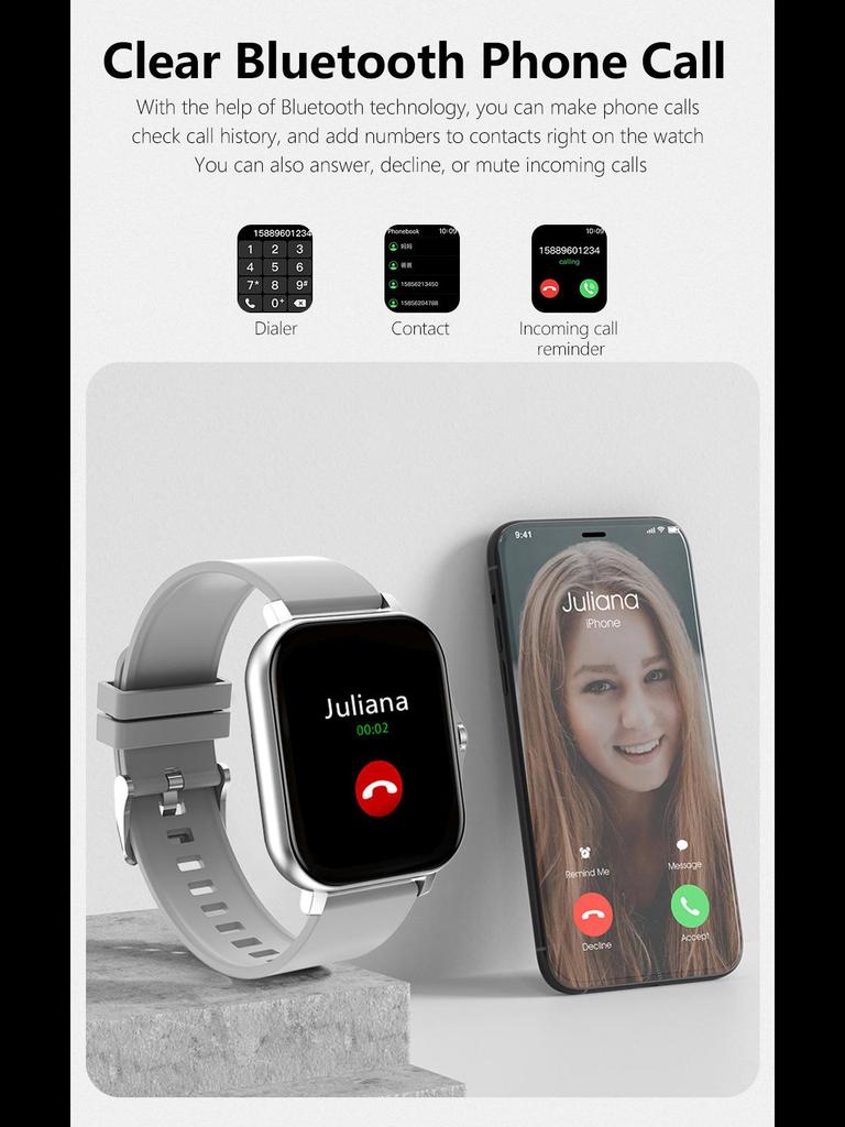 Умные часы Y13: Спортивный браслет 1,83 дюйма с функцией звонков по Bluetooth, пульсометром, сенсорным экраном, модель H13.