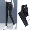 Black Stretch Jeans Women Spring Autumn Fashion Side Button Elastic High Waist Skinny Jeans Woman Casual Slim Denim Pencil Pants