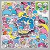 50 милых японских аниме-стикеров Sanrio: Раскрашенные дизайны Близнецов для украшения компьютера, дневника и открыток