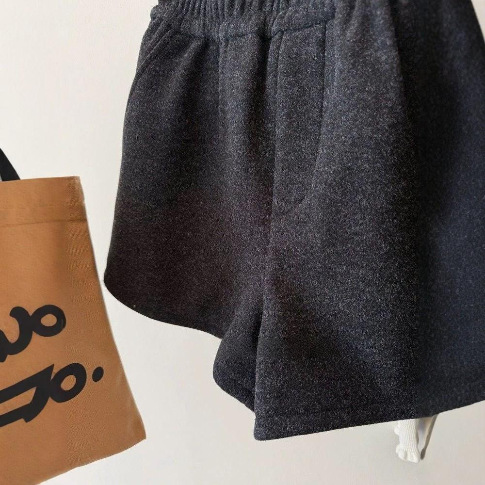 Plus Size Woolen Thick Bootcut Shorts for Women - Elastic, Warm, Autumn/Winter