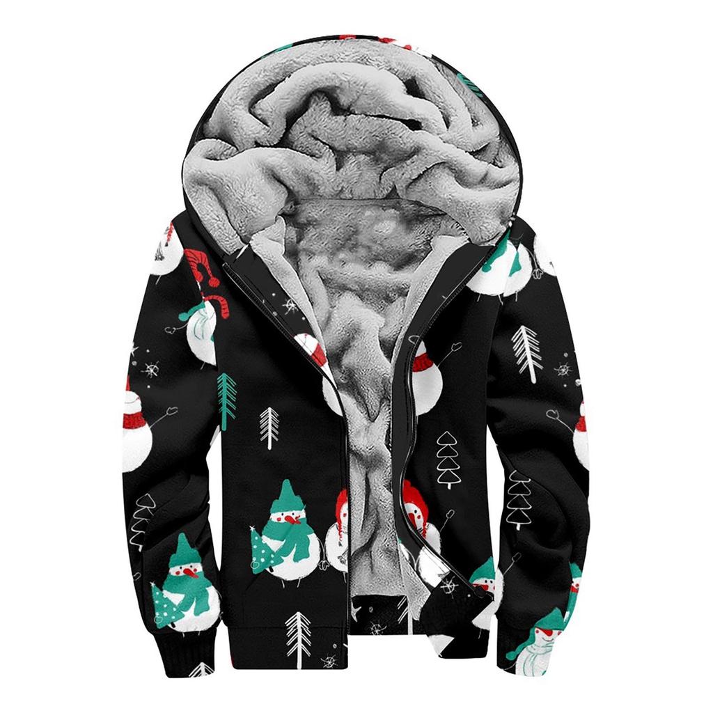 Мужской индивидуальный повседневный свитер на молнии с длинным рукавом и принтом, толстый хлопковый костюм, зимний костюм