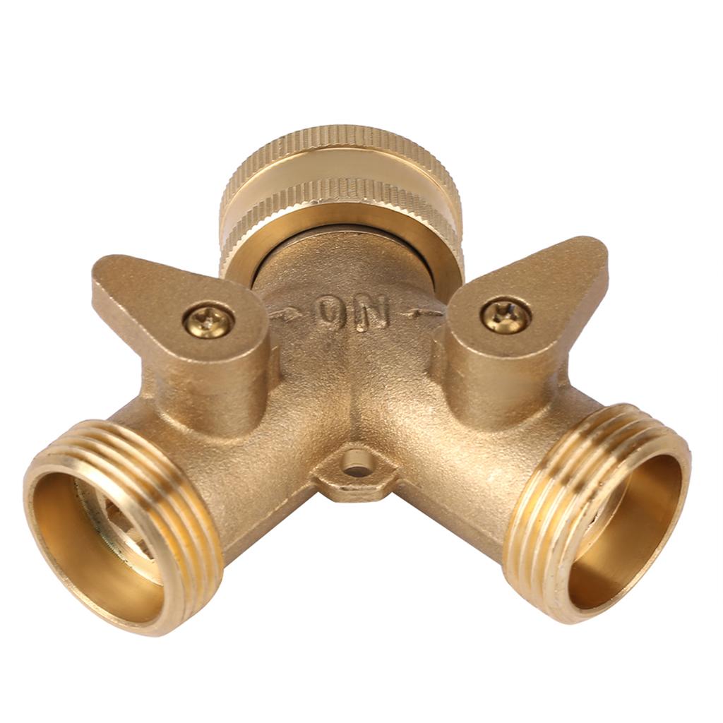 3/4 Inch Brass 2 Way Valve Splitter Hose Pipe Tap Connectors for Garden Irrigation