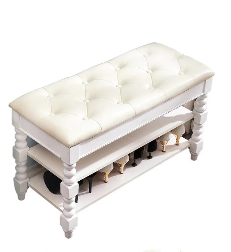 Solid Wood Shoe Changing Stool Home Entrance Door Can Sit Cabinet Multi-functional European Rack Wear Stool