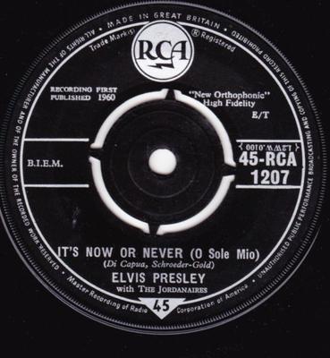 7-дюймовая пластинка ЭЛВИС ПРЕСЛИ, THE JORDANAIRES - Это сейчас или никогда (О Соле Мио) 45RCA1207 RCA 1960 Великобритания Рок Б/У