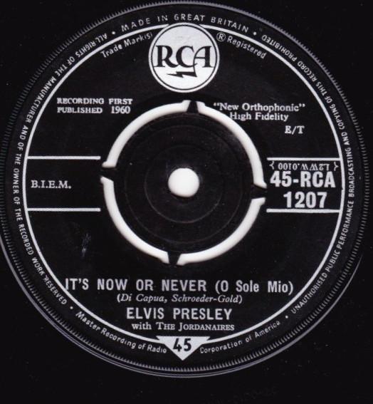 7-дюймовая пластинка ЭЛВИС ПРЕСЛИ, THE JORDANAIRES - Это сейчас или никогда (О Соле Мио) 45RCA1207 RCA 1960 Великобритания Рок Б/У