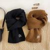 Autumn and Winter Retro Wool Student Scarf for Women Korean Embroidered Rabbit Warm and Versatile Knitted Scarf Solid Color Shawl