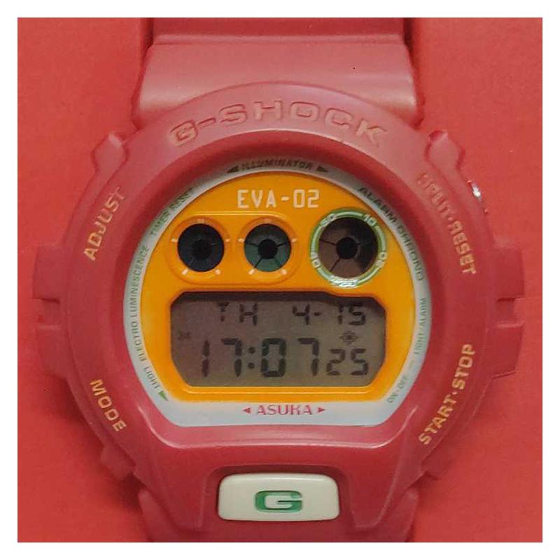 Casio Серия G-SQUAD Евангелион Аска Ограниченная серия Кварцевый механизм Ремешок из смолы Японские и корейские часы Мужские часы Оранжевый циферблат DW-6900FSEVA-02