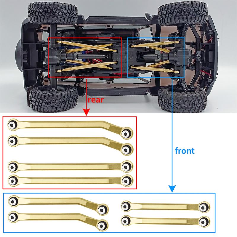 YEAHRUN Brass High Clearance Chassis Links & Steering Linkage Adds Weight for 1/18 RC Crawler Car TRX4M Upgrade Parts