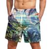 Мужские модные гавайские принты с эластичной талией, повседневные штаны для йоги, пляжные шорты